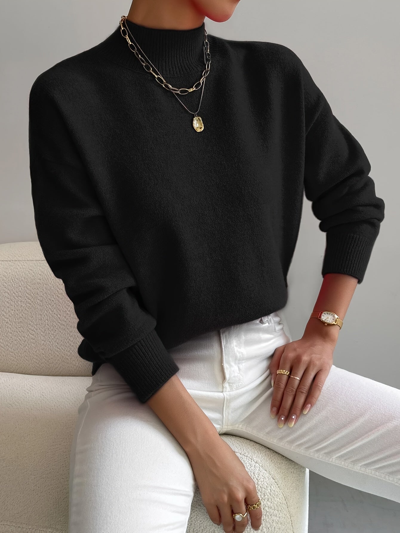 Paula – Mock Neck Knit Sweater