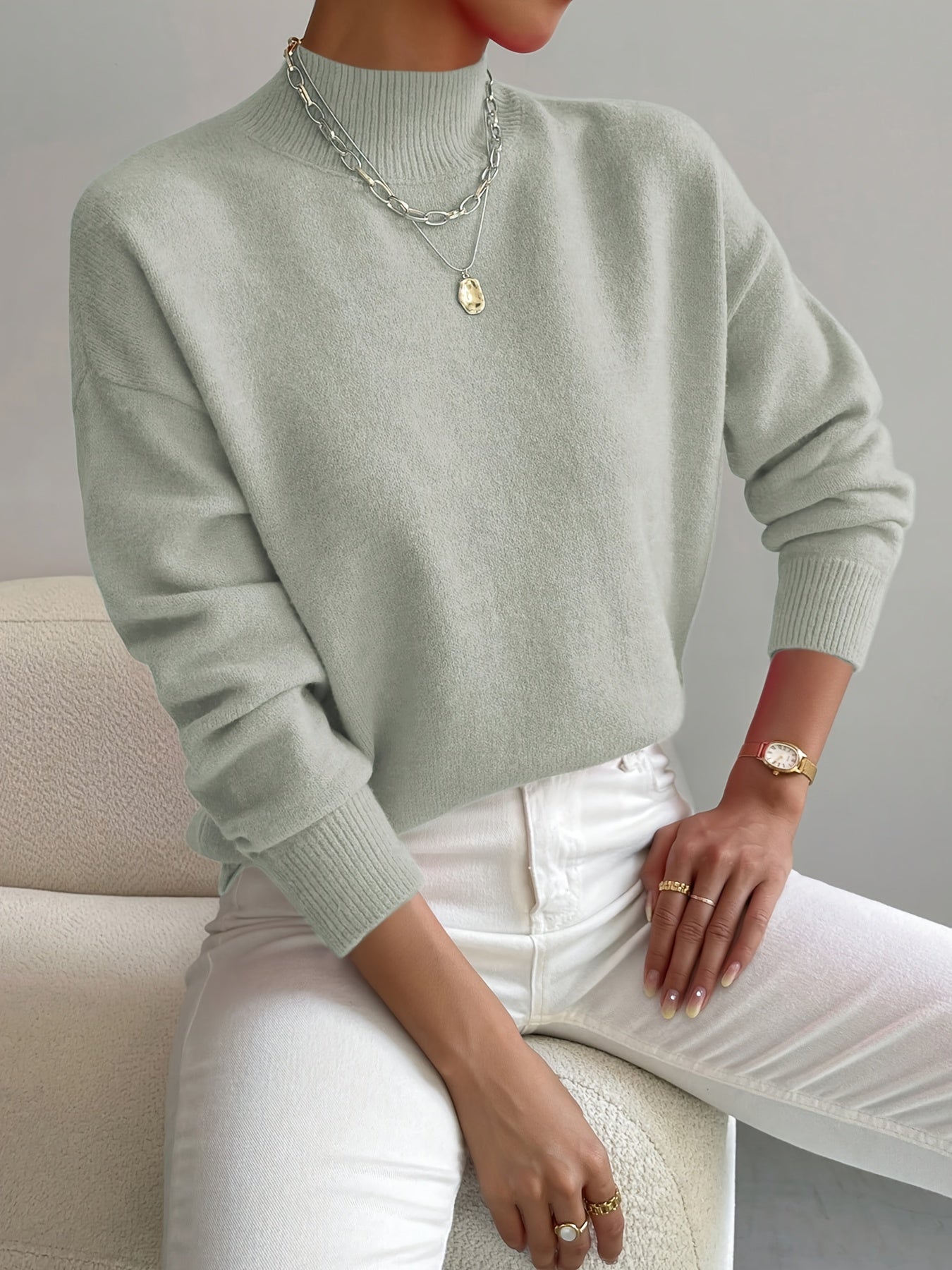 Paula – Mock Neck Knit Sweater