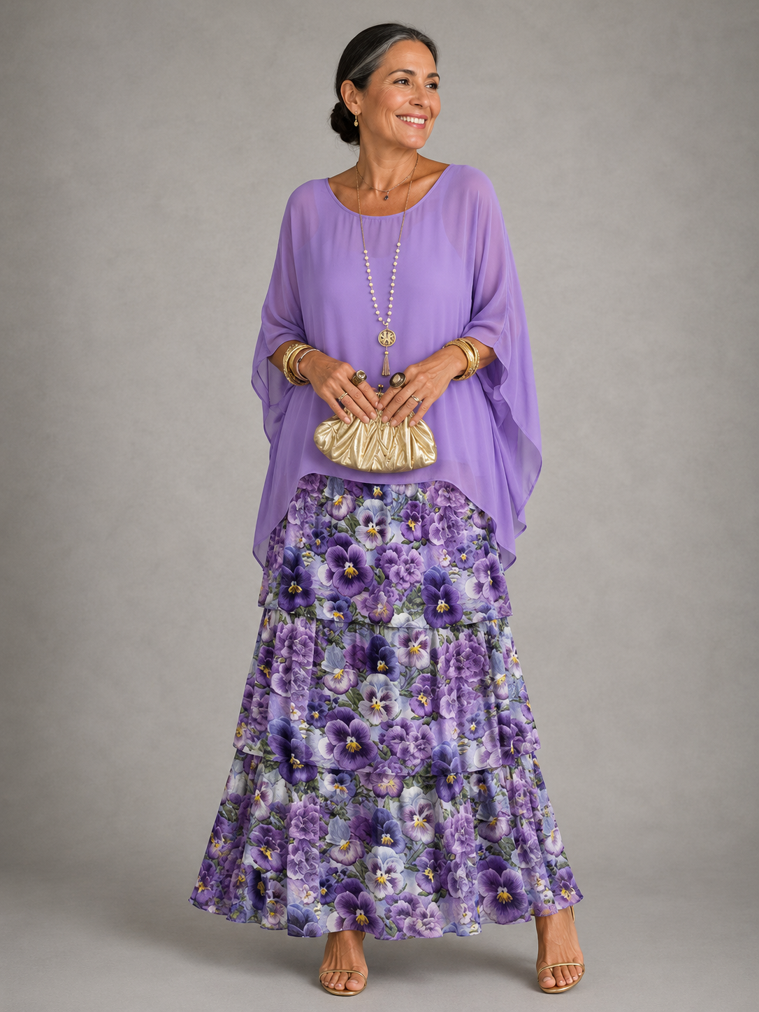 Leslie – Tiered Chiffon-Look Maxi Dress