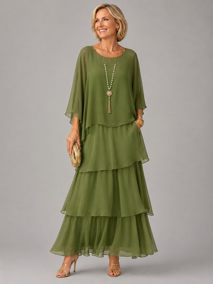 Leslie – Tiered Chiffon-Look Maxi Dress