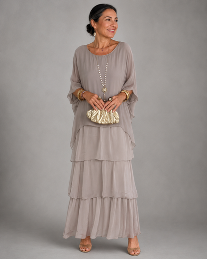 Leslie – Tiered Chiffon-Look Maxi Dress