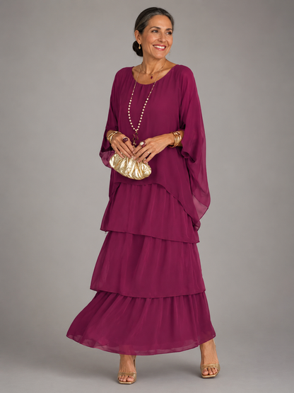 Leslie – Tiered Chiffon-Look Maxi Dress
