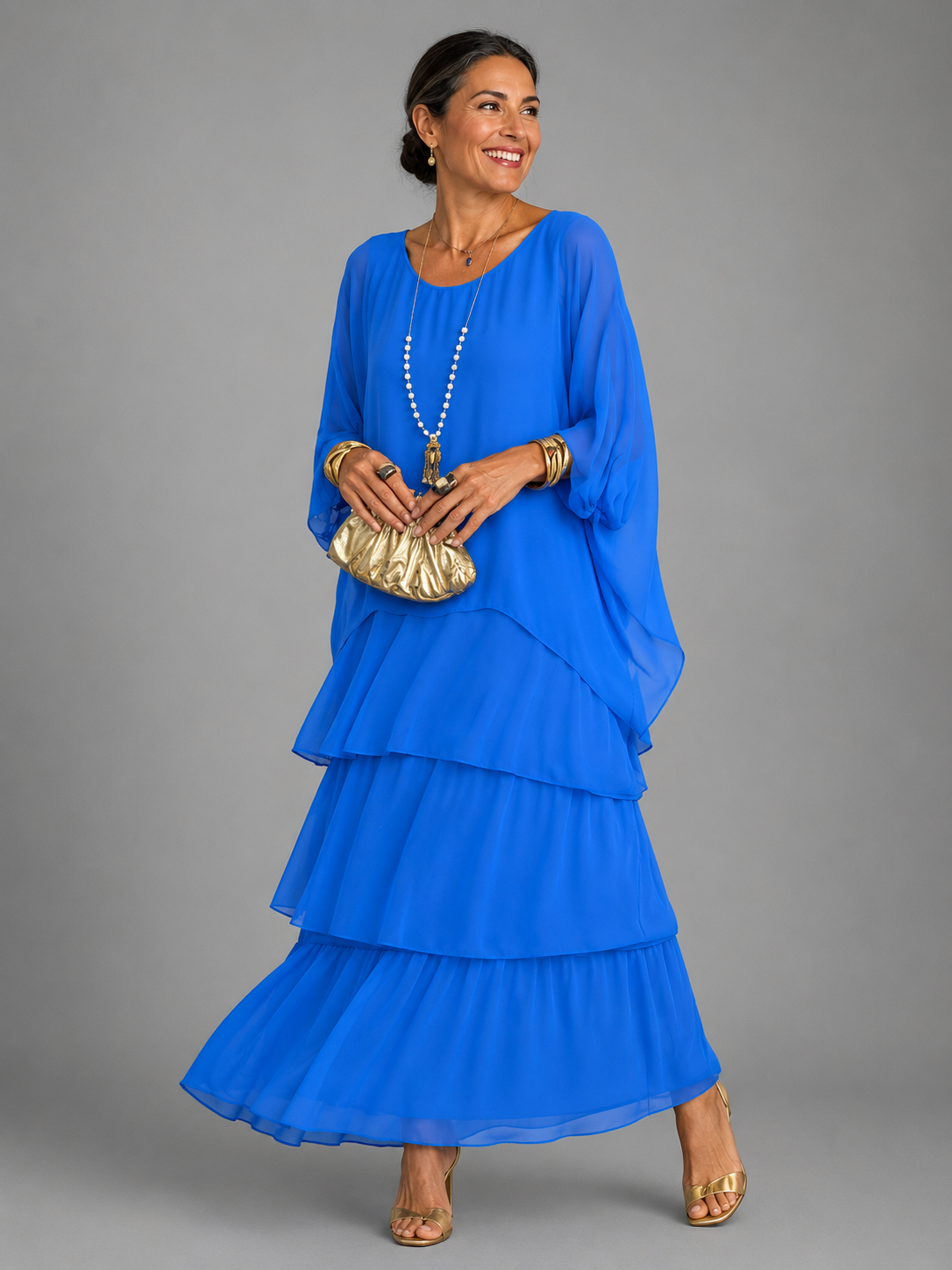 Leslie – Tiered Chiffon-Look Maxi Dress