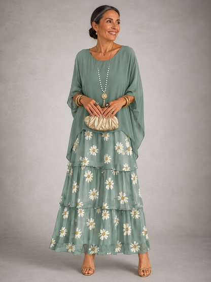 Leslie – Tiered Chiffon-Look Maxi Dress