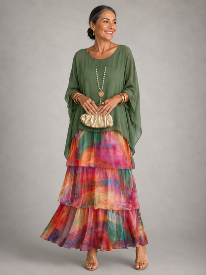 Leslie – Tiered Chiffon-Look Maxi Dress