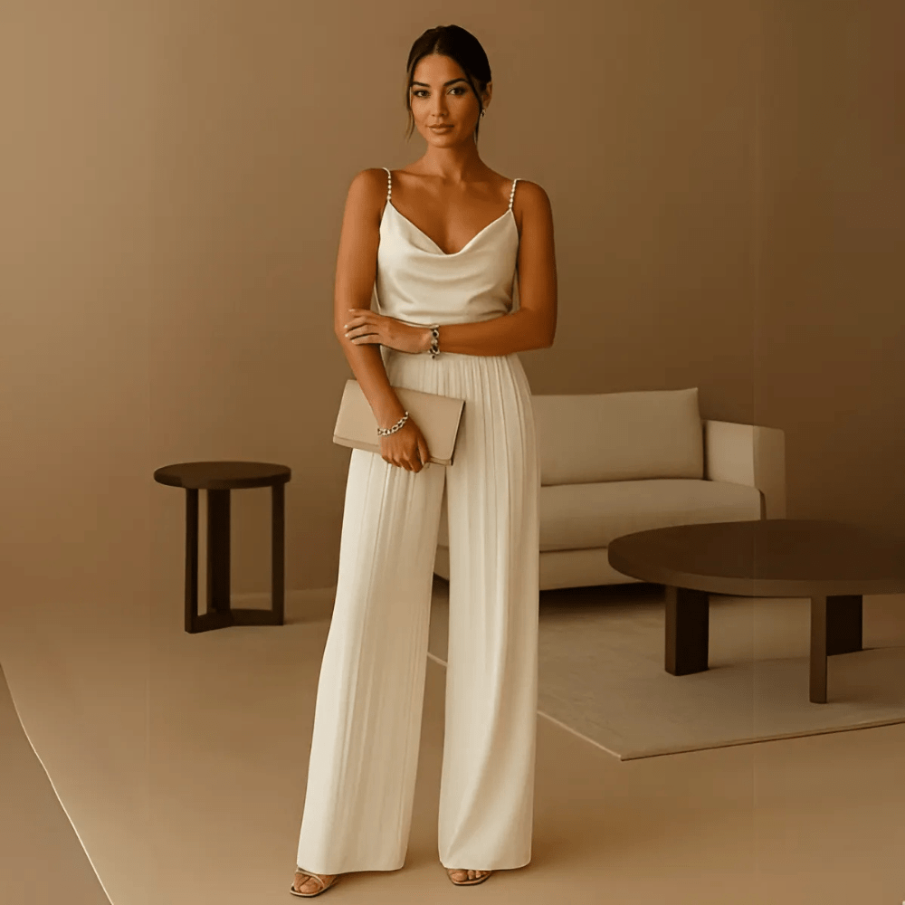 Anna – Elegant Wide-Leg Pearl Strap Jumpsuit