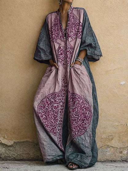 Gwendolyn – Printed Wide-Leg Kaftan Jumpsuit