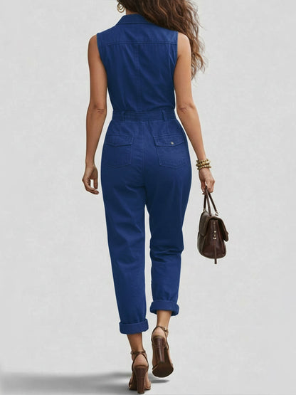 Marilyn – Sleeveless Zip-Front Utility Jumpsuit