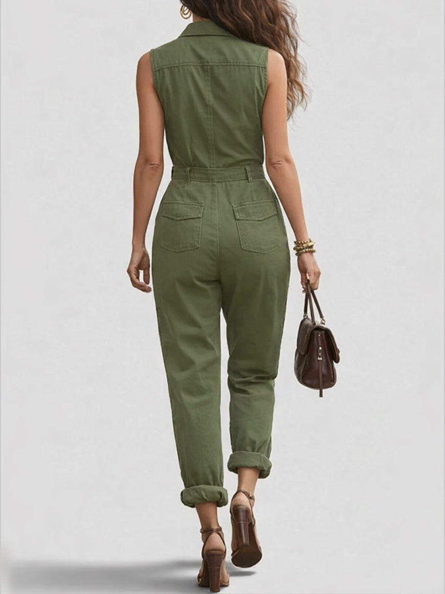 Marilyn – Sleeveless Zip-Front Utility Jumpsuit