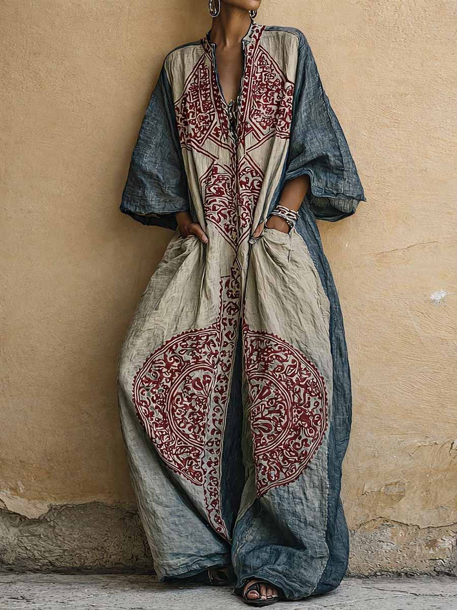 Gwendolyn – Printed Wide-Leg Kaftan Jumpsuit