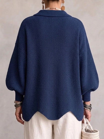 Rosemary – Oversized Collared Cardigan with Gold Buttons