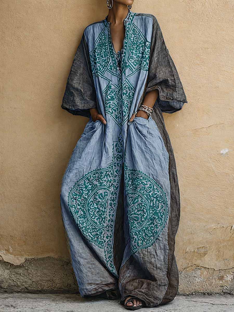 Gwendolyn – Printed Wide-Leg Kaftan Jumpsuit
