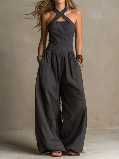 June – Halter Neck Wide Leg Jumpsuit