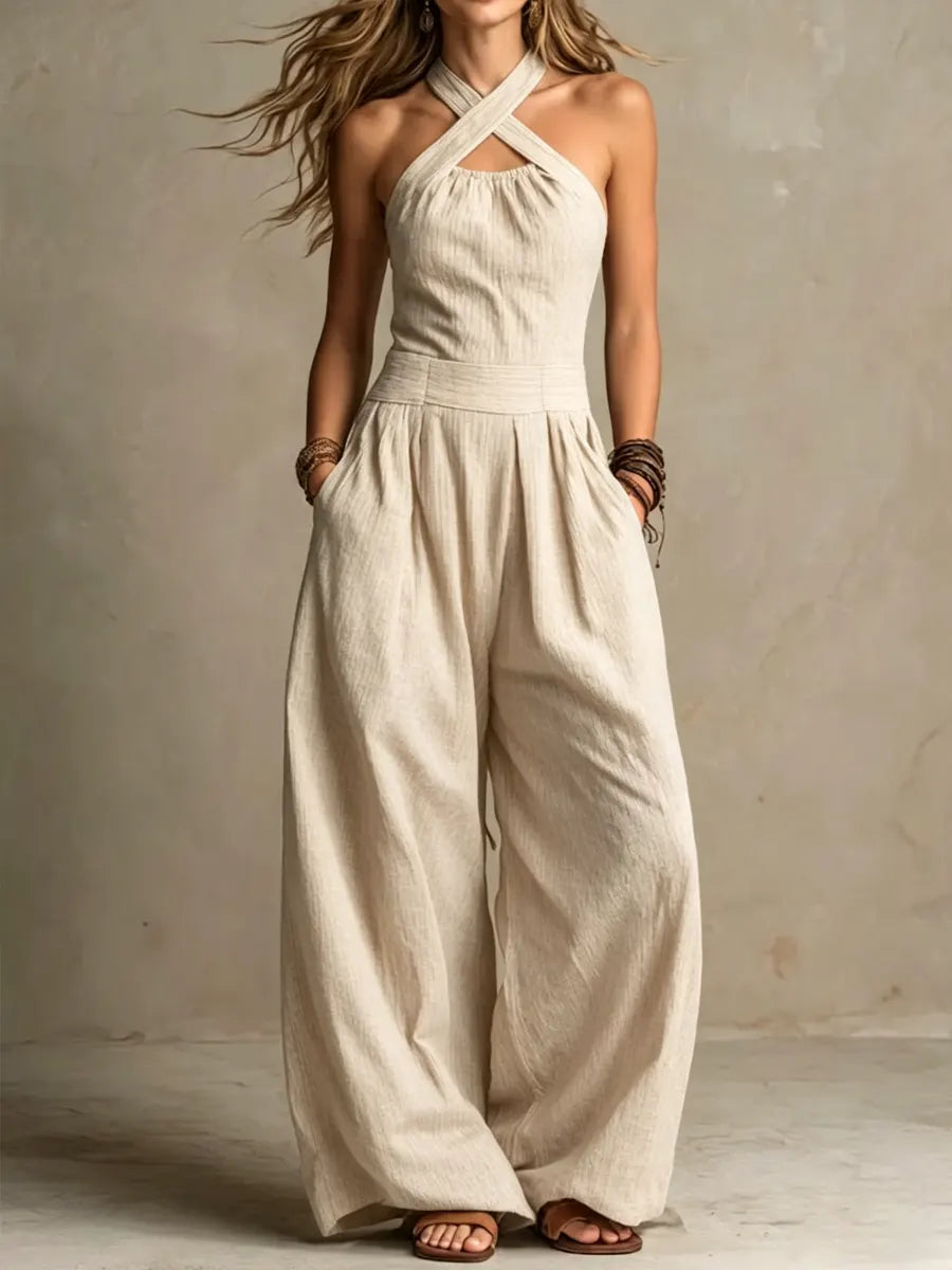 June – Halter Neck Wide Leg Jumpsuit