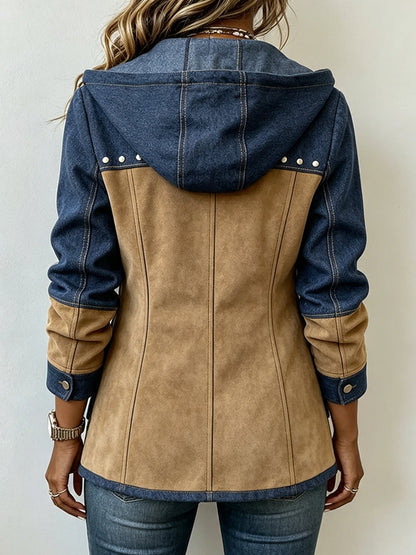 Deborah – Patchwork Hooded Zip-Up Jacket