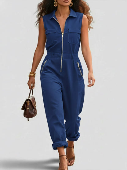 Marilyn – Sleeveless Zip-Front Utility Jumpsuit