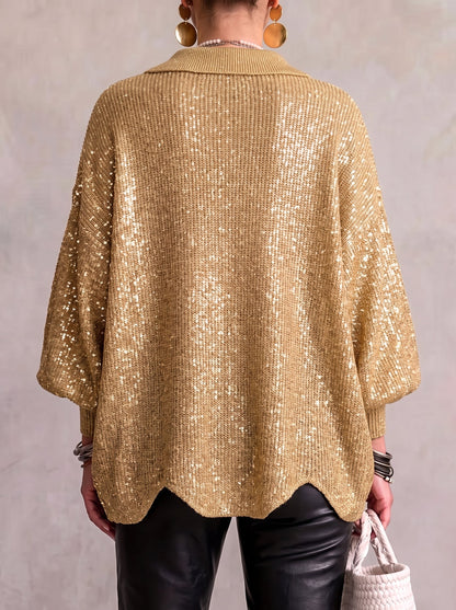 Rosemary – Oversized Collared Cardigan with Gold Buttons