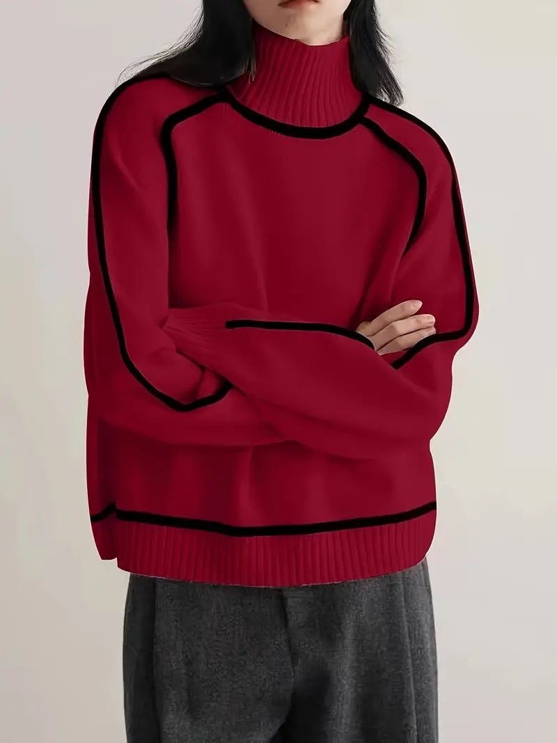 Kari – Turtleneck Sweater with Contrast Piping