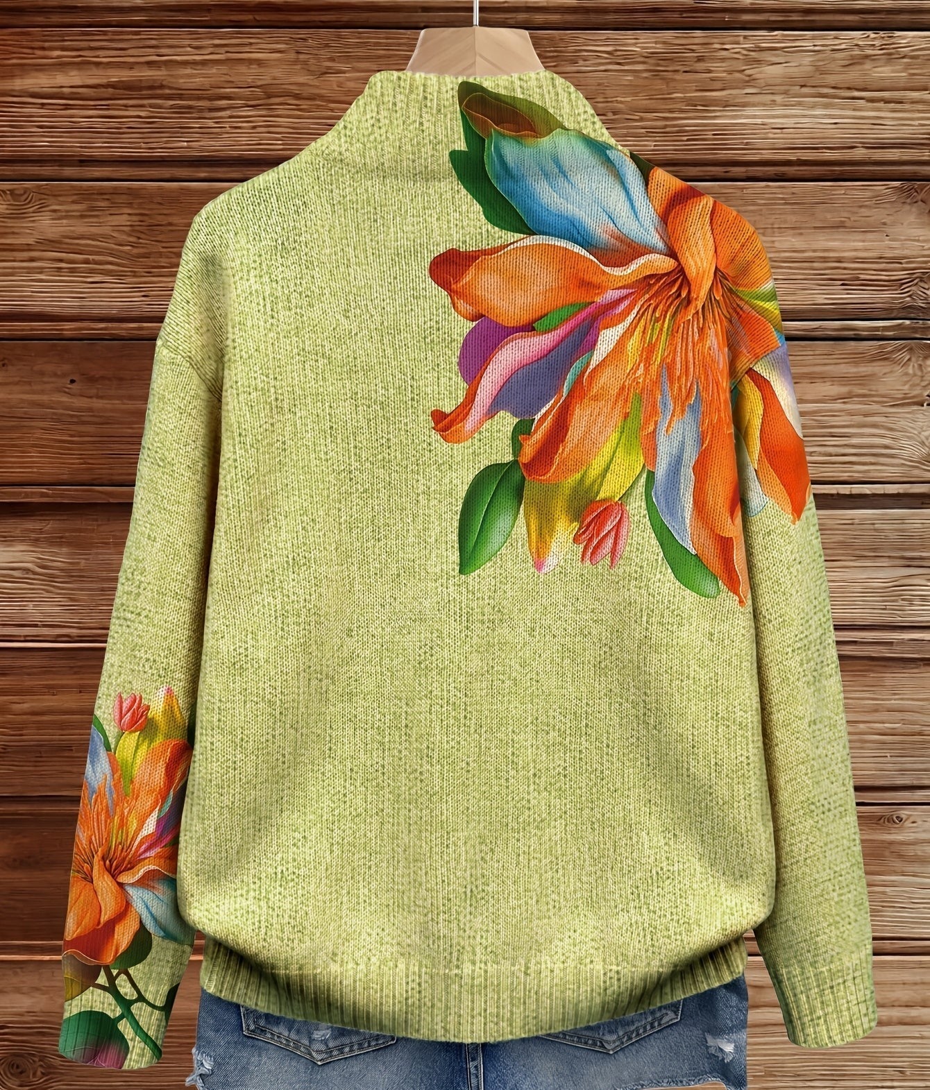 Judith – Floral Print Zip-Up Knit Cardigan
