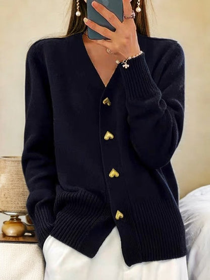 Mary – Heart Button Knit Cardigan