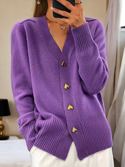 Mary – Heart Button Knit Cardigan