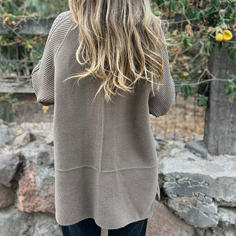 Maggie – Knit Sleeve Double-Breasted Coat