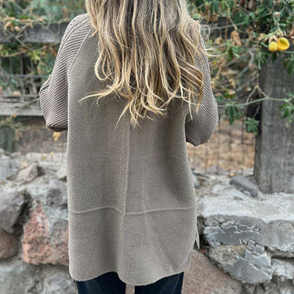 Maggie – Knit Sleeve Double-Breasted Coat