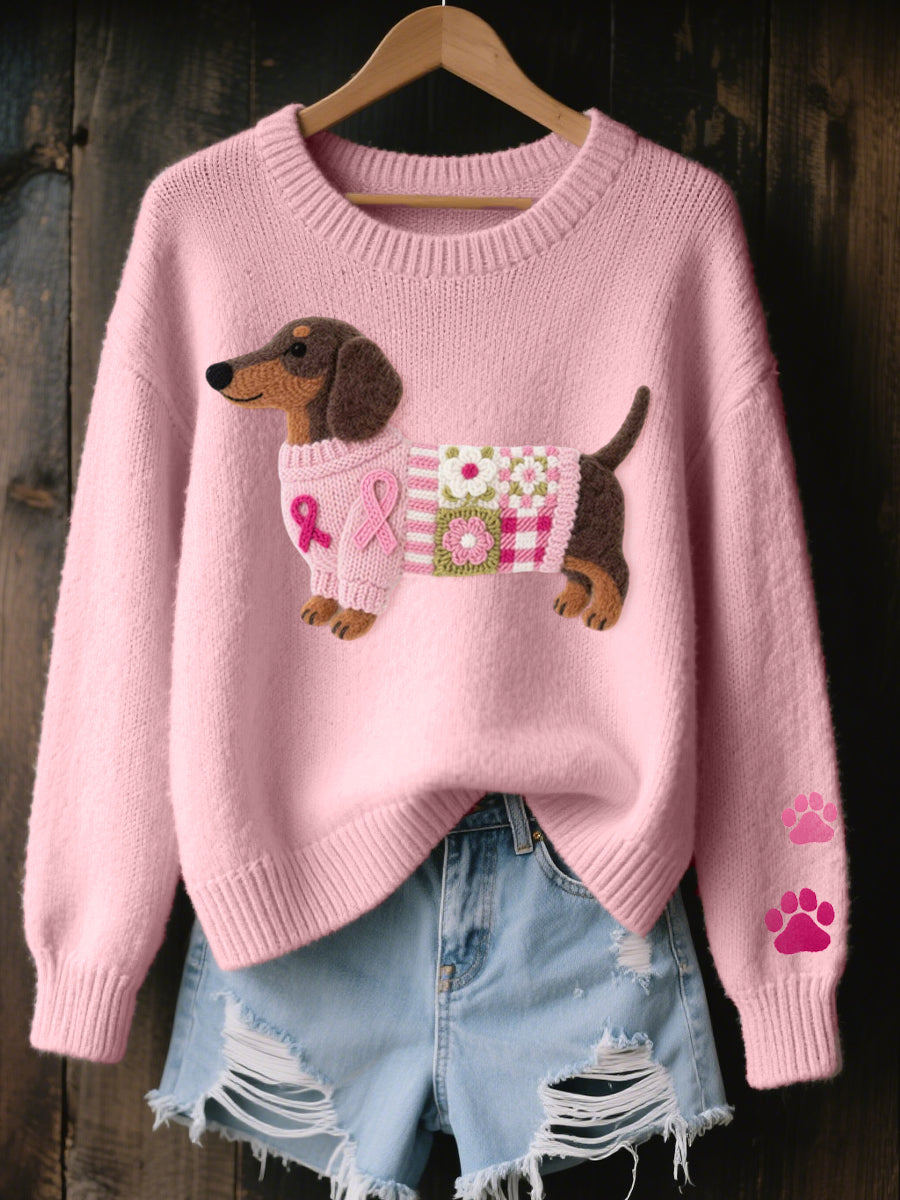 Bridgette – Dachshund Graphic Knit Sweater
