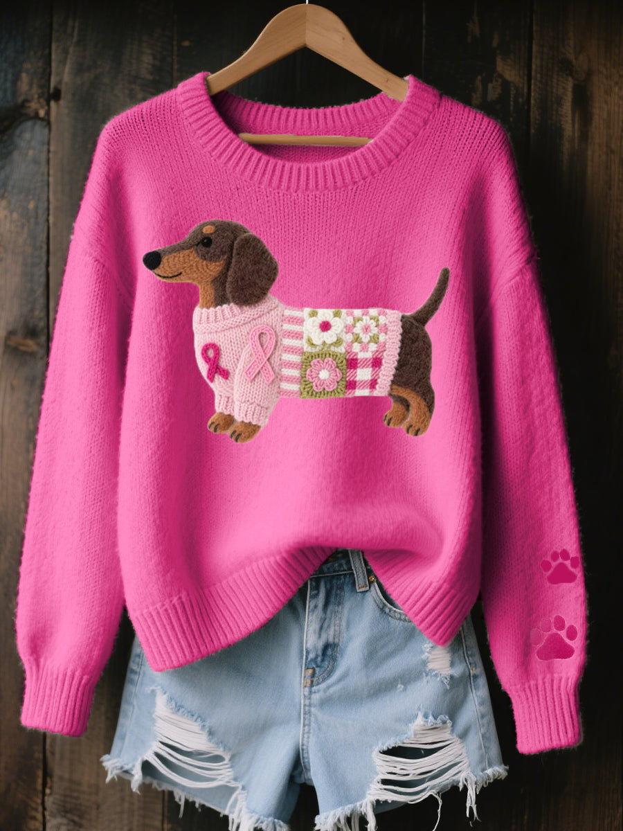 Bridgette – Dachshund Graphic Knit Sweater