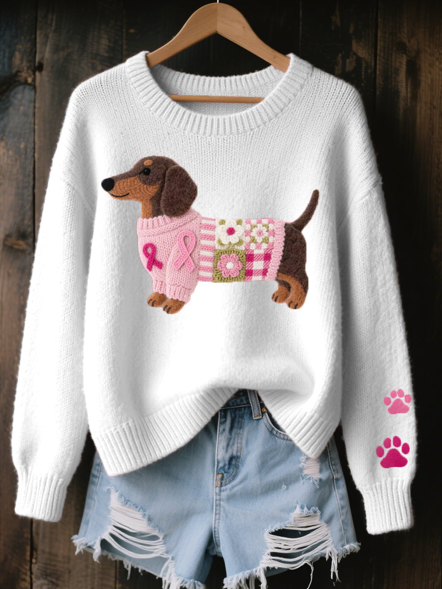 Bridgette – Dachshund Graphic Knit Sweater
