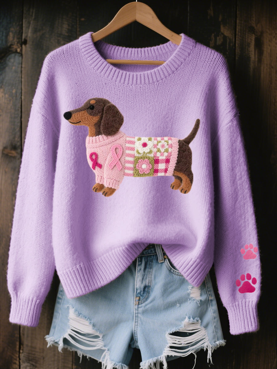 Bridgette – Dachshund Graphic Knit Sweater