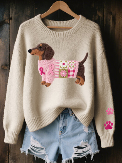 Bridgette – Dachshund Graphic Knit Sweater