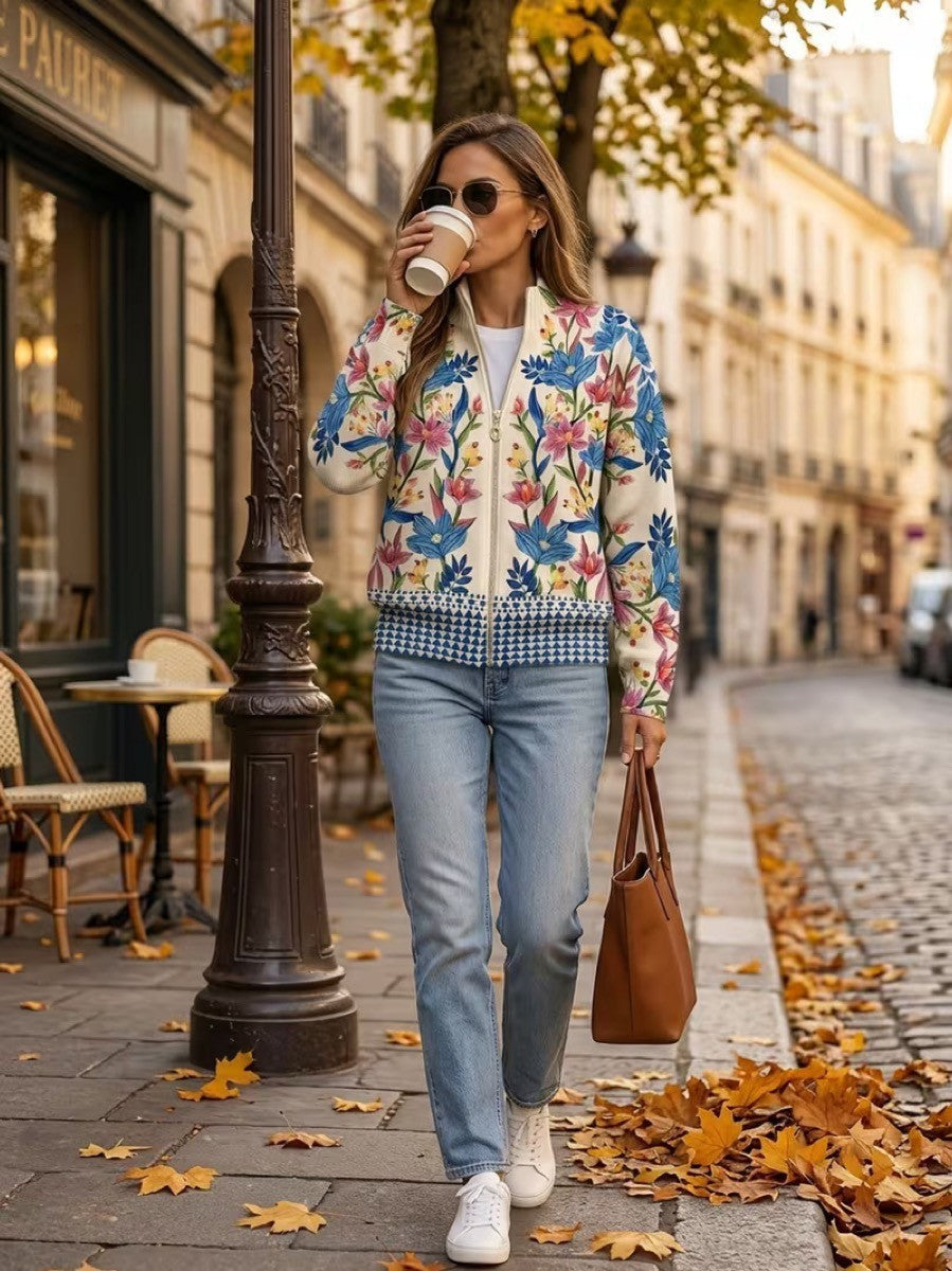 Myra – Botanical Floral Zip Cardigan