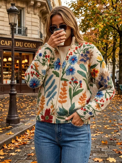 Myra – Botanical Floral Zip Cardigan