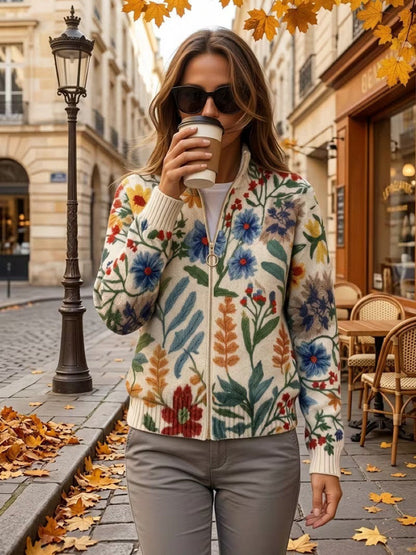 Myra – Botanical Floral Zip Cardigan