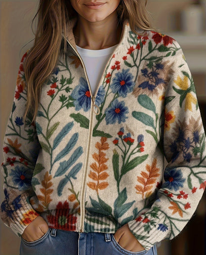 Myra – Botanical Floral Zip Cardigan