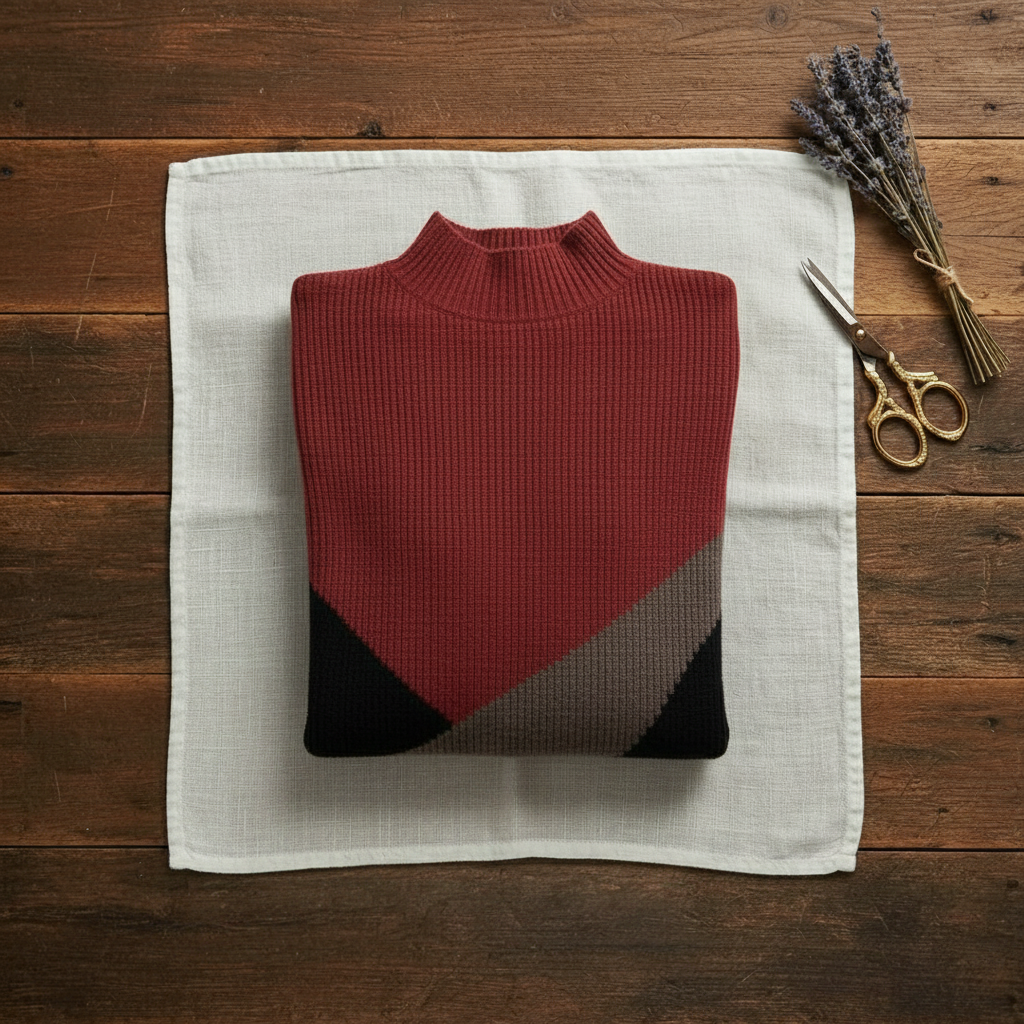 Bernice – Color-Block Mock Neck Knit Sweater