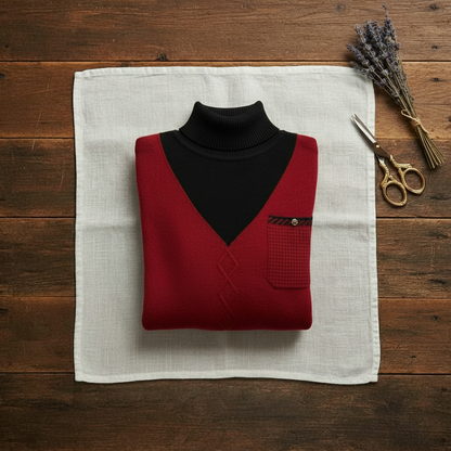 Genevieve – V-Neck Knit Sweater with Chest Pocket