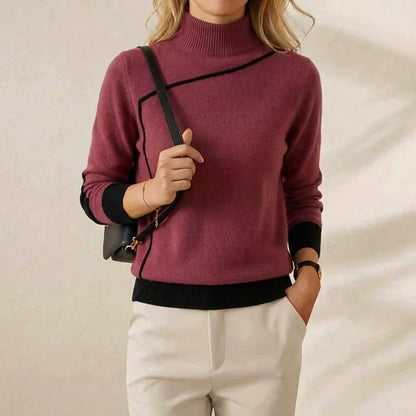 Rita – Turtleneck Sweater with Contrast Trim