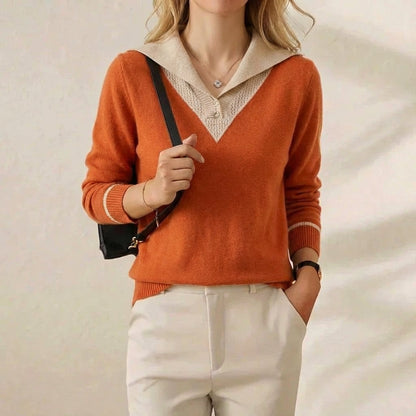 Cynthia – Contrast Collar Knit Pullover