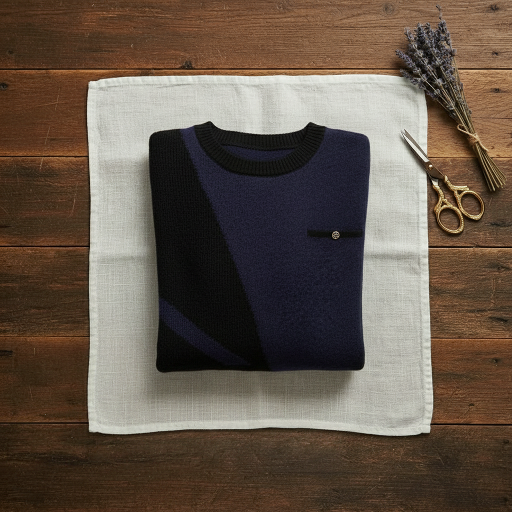 Trudy – Contrast Trim Crew Neck Knit Sweater