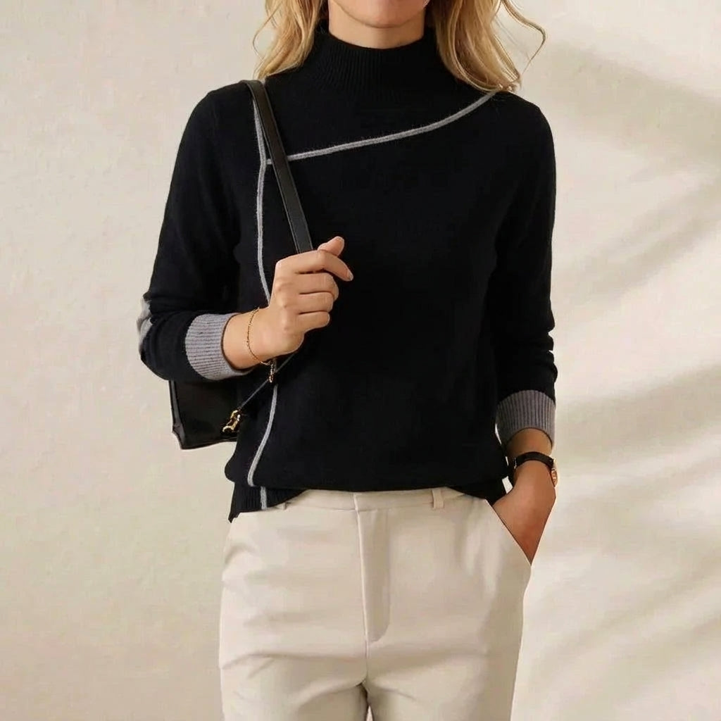 Rita – Turtleneck Sweater with Contrast Trim