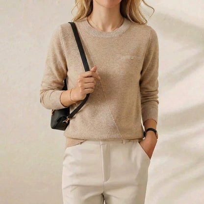 Trudy – Contrast Trim Crew Neck Knit Sweater