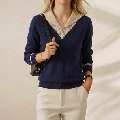 Cynthia – Contrast Collar Knit Pullover