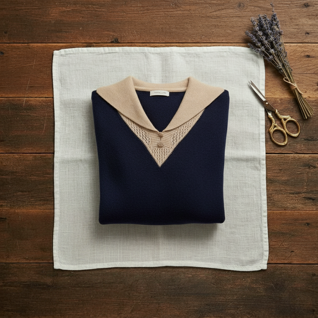 Cynthia – Contrast Collar Knit Pullover