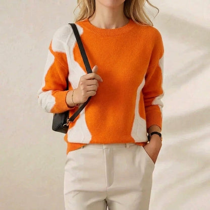 Lynn – Color-Block Knit Crew Neck Sweater