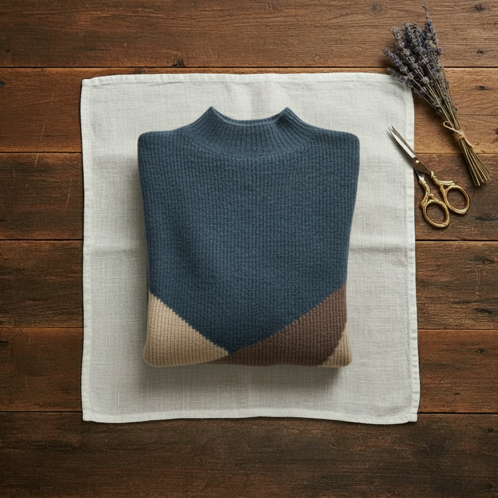 Bernice – Color-Block Mock Neck Knit Sweater