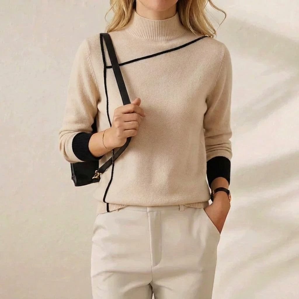 Rita – Turtleneck Sweater with Contrast Trim