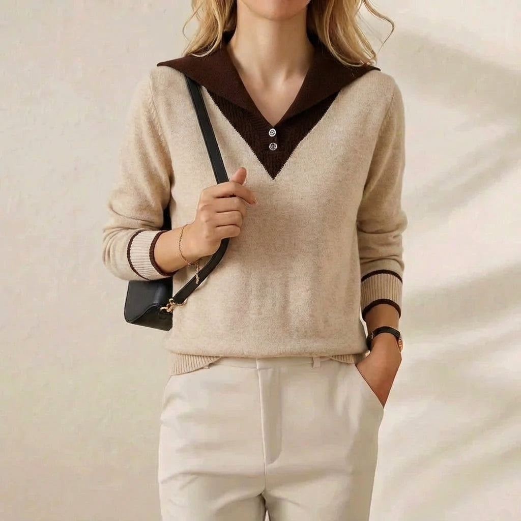 Cynthia – Contrast Collar Knit Pullover