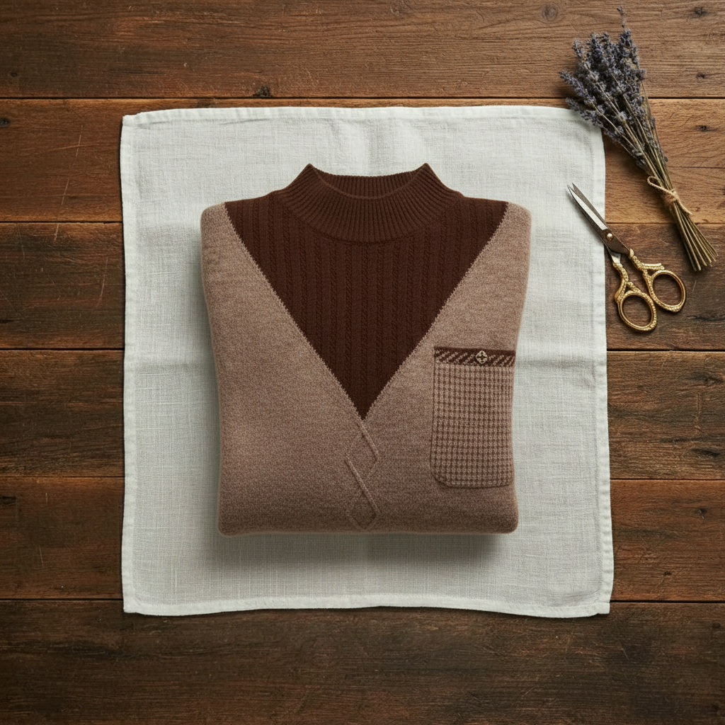Genevieve – V-Neck Knit Sweater with Chest Pocket